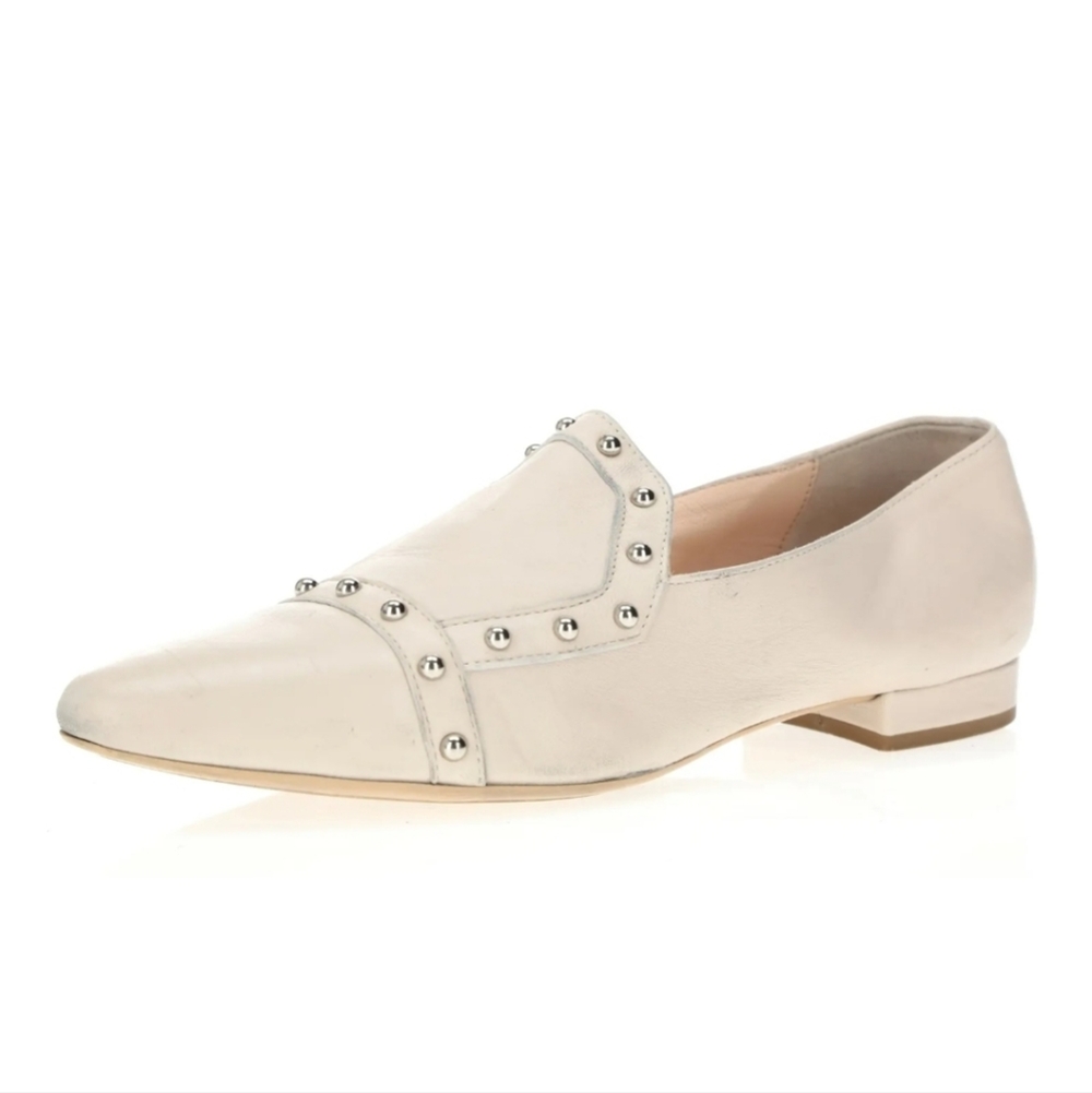 NWT AGL Studded Genuine Leather Loafers in Bone Sz. 41 / 11